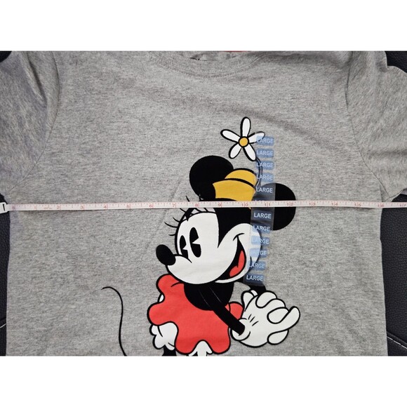 Disney Minnie Mouse Velvet Raglan Short Sleeve Grey T-Shirt Women's Size Large - Picture 5 of 7